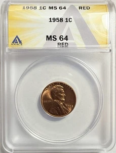 1958-P Lincoln Cent Wheat Penny - ANACS MS 64 RED - Just Graded - New Holder - Bild 1 von 4
