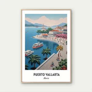 Puerto Vallarta Mexico Vertical Latin America Travel Poster Print Wall Art - Bild 1 von 2