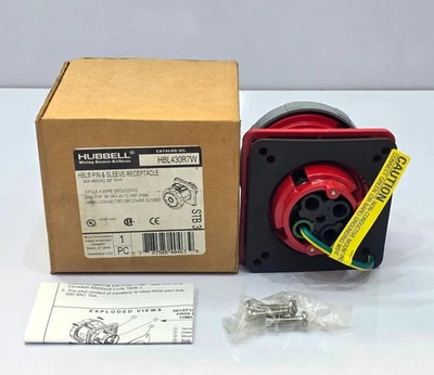 HUBBELL HBL430R7W PIN & SLEEVE RECEPTACLE 30A 480VAC 15HP - Image 1 of 4