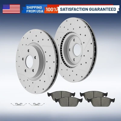 Front Drilled Disc Rotors Ceramic Pads for 2013-2019 Ford Escape Transit Connect - Image 1 of 4