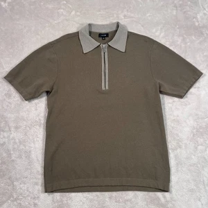 Joe's Jeans Shirt Mens Medium Green Knit Polo Collared Short Sleeve 1/4 Zip - Foto 1 di 8