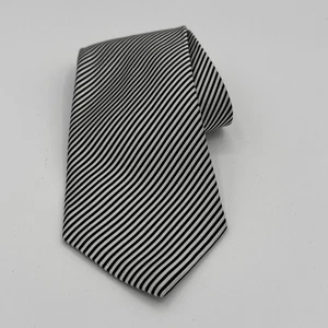 David Donahue Sterling Mens Silk Tie Silver Gray Tonal Striped Luxury Necktie - Picture 1 of 4