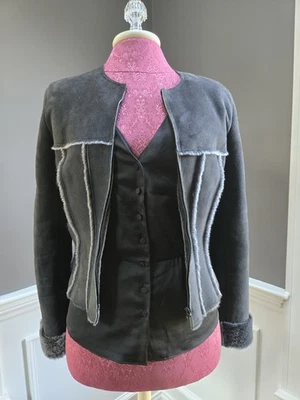 Chanel Suede And Shearling Black Gray Jacket Coat Size 40 But 4 US  - Image 1 of 4