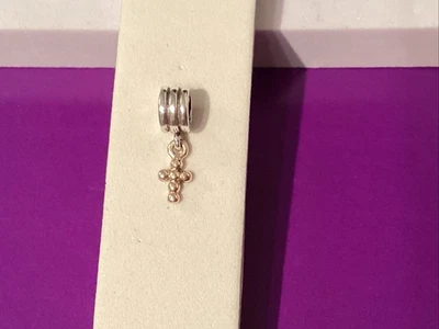 Pandora 14k золото крест подвеской подвеска эля 925 пробы сняты с производства двухцветный - Изображение 1 из 4