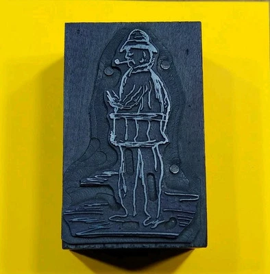 Antique VTG Sherlock Holmes Man Pipe Letterpress Print Type Ornament Cut Block - Image 1 of 2