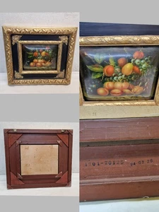 Stillleben altes Gemälde auf Porzellan Ölbild Holzrahmen 44 x 39 cm signiert - Bild 1 von 24