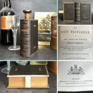 Antiguo libro de oraciones del Nuevo Testamento Biblia antigua c1883 cuero fino Charles Courtier - Imagen 1 de 18