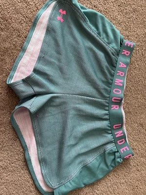 Pantalones Cortos para Correr Under Armour Jóvenes Niñas Rosa/Azul, Grandes, Informales Gimnasio Entrenamiento Foto 1 de 3