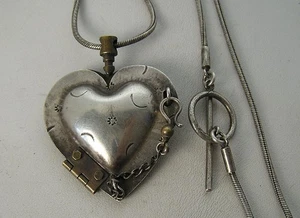 Techno romantische Thomas Mann Sterling & Bronze Kammer Herz Medaillon Halskette - Bild 1 von 8