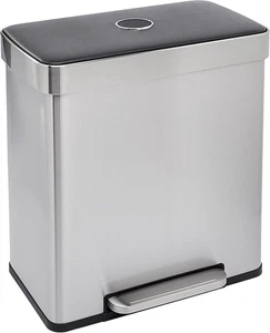 Amazon Basics Dual Compartment Recycling Trash Can with Soft-Close Lid and Remov - Picture 1 of 7