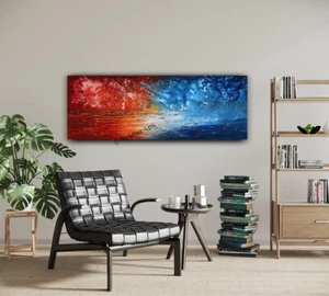 Abstract Wall Art Bedroom Wall Décor Living Room Modern Textured Red Blue Decor - Picture 1 of 2