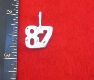 14KT WHITE GOLD PLATED NUMBER "87" DIAMOND CUT CHARM - Picture 1 of 1