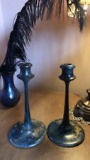 A pair of very elegant Original Art Nouveau wooden candlesticks c.1900-1910 Blue