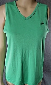 Womens sz M Adidas Green Sleevless Athletic shirt embroidered logo erf-bb14 - Picture 1 of 3