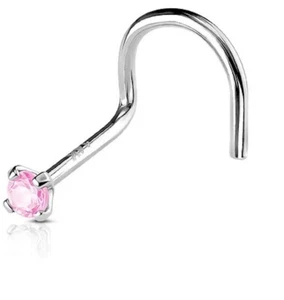 Nasenring Schraube 20 g 3 mm rosa echter Saphir 14 Karat Weißgold - Bild 1 von 1