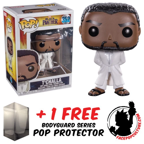 FUNKO POP MARVEL BLACK PANTHER T'CHALLA WHITE ROBE #352 VINYL FIGURE + PROTECTOR - image 1 of 1
