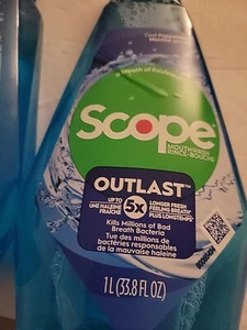Scope Outlast Mouthwash, Up to 5x Longer Fresh, Fresh Mint, 33.8 fl oz, 2 Packs - Picture 1 of 1
