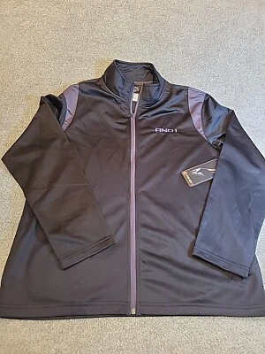 Chaqueta de Pista Para Hombre AND1 Grande Negra y Gris Cremallera Completa Baloncesto Ligera NUEVA Foto 1 de 4