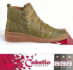 Cabello Comfort Footwear Leather Zip On Boots Cabello Shoes Perry Olive Boot 38 - Picture 1 of 6