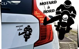 Sticker MOTARD à BORD 10 cm Noir _ Autocollant Carrosserie pare-brise - Picture 1 of 1