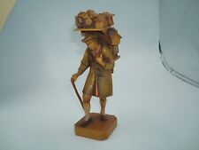 6 1/4" Anri Hand Carved Wood Figure Man Clock Maker Peddler Smoking Pipe Cane
