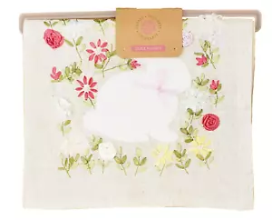 Pascua Mezcla Lino Bordado Corredor de Mesa 14" x 70" Cinta Cortada Flores - Imagen 1 de 11