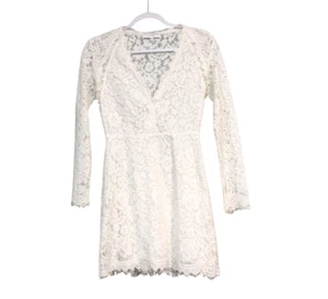 IRO Mini Dress Size 36 Small US 4 Ivory Lace Bridal Long Sleeve Cotton Formal - Picture 1 of 17
