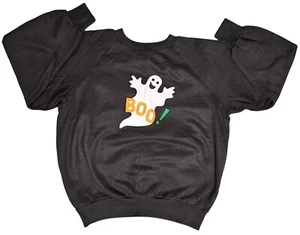 Vintage Boo Halloween Ghost Sweatshirt USA Hearts Designs Acrylic Womens M 10-12 - Picture 1 of 8