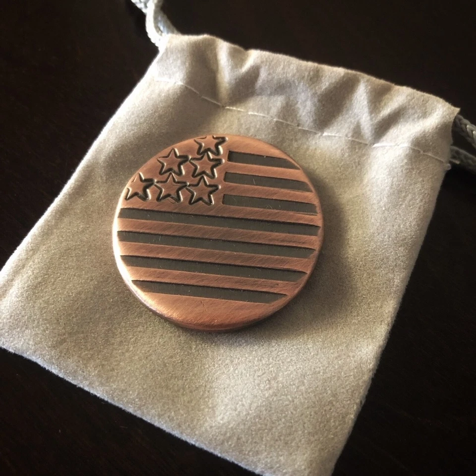 LIBERTY BALL MARKERS OLD GLORY! Hand Made Patriotic Aged Copper Golf Ball Marker!