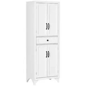 White Wood Pantry Cabinet 23.5" w/ Drawer Adjustable Shelves NEW Kitchen Storage - Picture 1 of 12