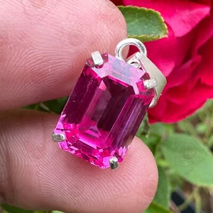 Natural 16.25 Ct Pink Sapphire Certified Loose Gemstone Pendant 925 Solid Silver - Picture 1 of 7