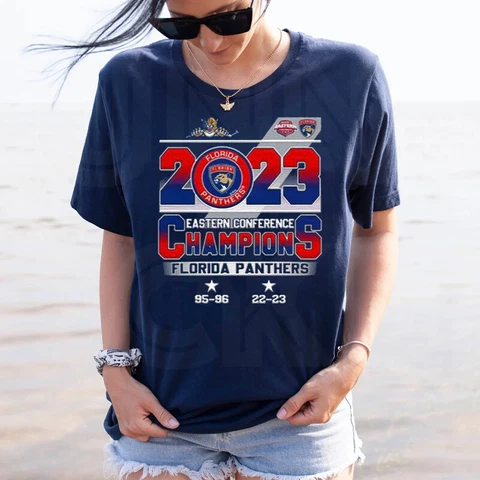 2023 Eastern Conference Champions Florida Panthers 95 96 22 23 Navy shirt H9685 Cover