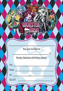 Packs of 10/20/30/40 Monster High Invitations - posters cards banners - Picture 1 of 7