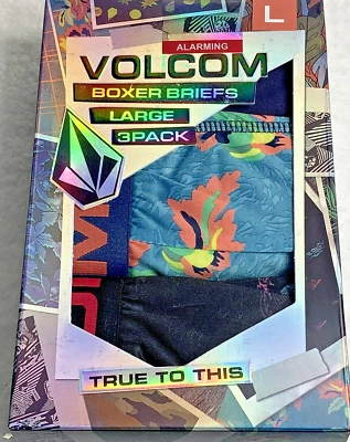 Volcom Men's Boxer Briefs Sz Large 3-Pk Flowers Microfiber Stretch 5.5" Inseam - Image 1 of 4