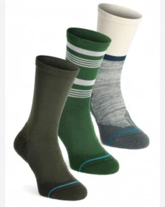 Paquete de 3 calcetines Stance Crew Freeton grandes para hombre talla 9-13 verde gris blanco - Imagen 1 de 9
