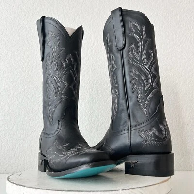 Botas de Vaquero Lane Saratoga Mujer Punta Cuadrada Talla 7 Cuero Negro Vaquera Occidental Foto 1 de 4