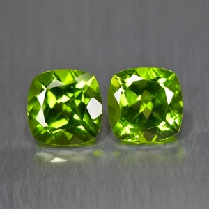 3.68Ct (2Pcs) Cushion_Charming Quality Unheated Pakistan Peridot Gems - Picture 1 of 1