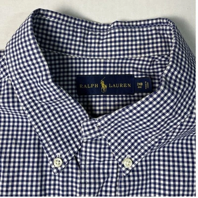Camisa Ralph Lauren Para Hombre 2XB Roja Poni Azul Cuadros/Guinga Abotonada Informal Grande Foto 1 de 4