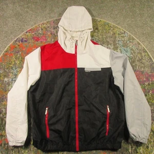 Members Only Windbreaker Full Zip Jacket Men XL White Black Colorblock Hooded - Picture 1 of 10