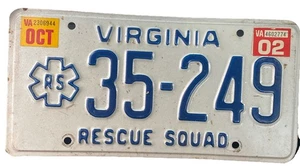 Vintage Virginia License Plate 35-249 Rescue Squad - Picture 1 of 3