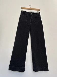 Anthropologie Pilcro Colette Jeans 26 8 10 36 38 Black High Waisted Wide Leg VGC - Picture 1 of 10