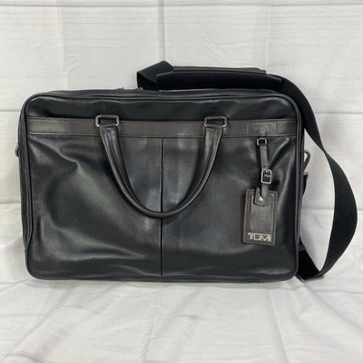 TUMI Berwick Double Zip Briefcase  69730HKO Two Tone Black/Brown Leather EUC - Image 1 of 4