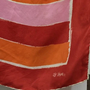 Vera Nueman Ladybug Silk Orange Pink Red Striped Scarf - Picture 1 of 5