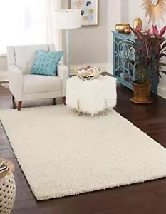 Unique Loom Solid Shag Collection Area Rug (5' 1" x 8', Pure Ivory) - Picture 1 of 10