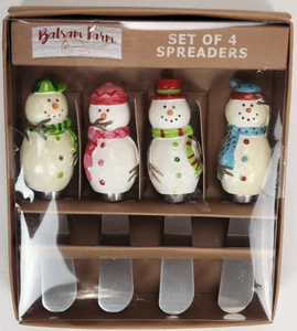 Balsam Farm Snowman Colorful Let It Snow Spreaders Set of 4 NIB - Imagen 1 de 11