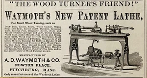 1883 AD(N18)~A.D. WAYMOTH CO. NEWTON PL. FITCHBURG, MASS. HOLZTIRN DREHBANK - Bild 1 von 1
