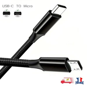 Câble USB Type-C vers Micro USB 2A 60W Charge Rapide Transfert de données 1m - Photo 1/3