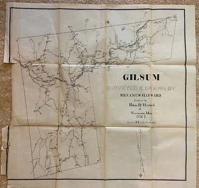 1876-1877 Gilsum New Hampshire Survey Map 28"x29" Silvanus Hayward Antique Orig - Image 1 of 4
