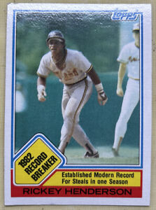 1983 Topps Rickey Henderson "1982 Record Breaker" Stolen Bases #2 Athletics HOF