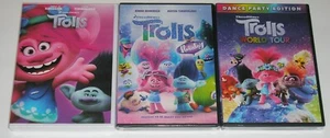 Kid DVD Lot - Trolls (New) Trolls Holiday (New) Trolls World Tour (New) - Picture 1 of 1